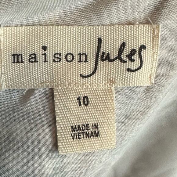 Maison Jules Tie Front Fit Flare Dress Houndstooth Sz 10 Burgundy Black Cream - Picture 8 of 10